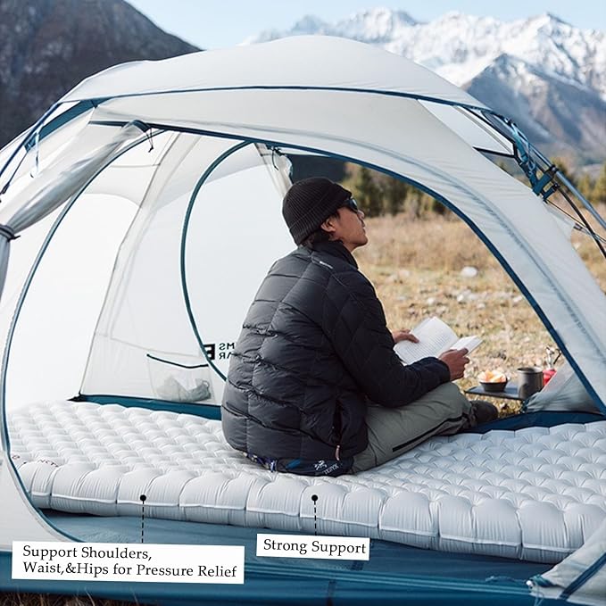 Naturehike 5.8/8.8 R-Value Camping Sleeping Pad,3.1"-4.7" Ultra-Thick,1-1.4LB Ultralight Camping Mat with Inflatable Bag,Backpacking Inflatable Foam Camping Mat for Car,Hiking