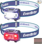 EverBrite Headlamp, 2 Pack Kids Headlamp with Red Light and Memory Function, Head Lamp for Adults and Kids with 5 Modes, Bright Headlamps for Camping, Running, Batteries Included