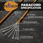 TECEUM 5/32" Paracord Rope 1000 – 1000ft / 200ft / 100ft / 50ft – Tactical Parachute Cord 4mm – 45+ Colors – Nylon String for Survival & Camping Gear – Stripe Cord for Survival – Utility Rope