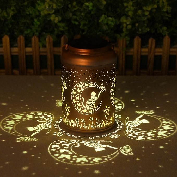Halloween Decorations Outdoor Gifts for Women Men Mom, Cat Solar Lights Outdoor Waterproof, Mothers Day Gifts Decoration Outside for Outdoor, Yard, Lawn, Balcony Garden Decor Solar Lantern