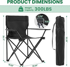 4 Pack Folding Camping Chairs for Adults,Foldable Portable Lawn Chairs with Carry Bag & Cup Holder, Compact Design for Camp,Beach, Picnics,and Fishing Supports 300LBS（Black）