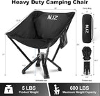 Compact Camping Chair, Portable Comfortable Camping Chair for Adults - 600 LBS Capacity Sturdy Camping Folding Chair with Quick Setup & Carry Bag Compact Camp Chair (Black)