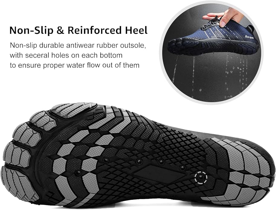 Racqua Water Shoes Quick Dry Barefoot Beach Aqua Sport Swim Surf Pool Hiking Diving Walking for Men Women