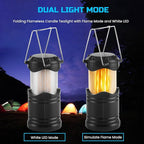 Lichamp 4 Pack LED Camping Lanterns, Collapsible Flameless Candles Tea Lights, Portable Battery Powered Camping Lights Emergency Supplies Kit, Black