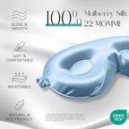 ZIMASILK Adjustable 22 Momme 100% Mulberry Silk Sleep Mask, Upgraded 3D Contoured Cup Eye Mask for Sleeping, Super Soft & Breathable Blindfold, Blackout for Deep Sleeping (Sky Blue)