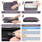 BAGAIL 4 Set/6 Set/8 Set Compression Packing Cubes Travel Accessories Expandable Packing Organizers (Cloth Pattern, 4-Dark Greyish)