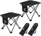 Opliy Camping Stool 2 Pack,13 Inch Portable Folding Stool for Outdoor Gardening and Beach Hiking Fishing,Foot Stool with Carry Bag (Black)
