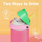 24 oz Insulated Water Bottle for Women: Meoky Stainless Steel Water Bottle with 2-in-1 Straw and Spout Lid - Leak Proof, Cold for 24 Hours, Fits in Car Cup Holder, BPA-Free for Sports Travel, Ruby