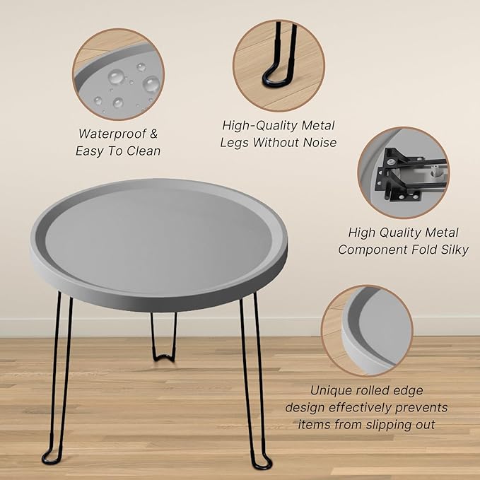 Home or Outdoor Multi-Functional Folding Portable Space-Saving Table (Grey)