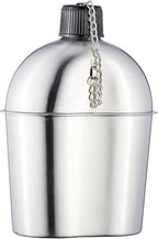 DARTMOOR G.I. Army Stainless Steel Canteen Military with Cup and Green Nylon Cover Waist Belt for Camping Hiking