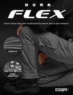 CQR Men's Flex Ripstop Tactical Pants, Water Resistant Stretch Cargo Pants, Lightweight EDC Hiking Work Pants
