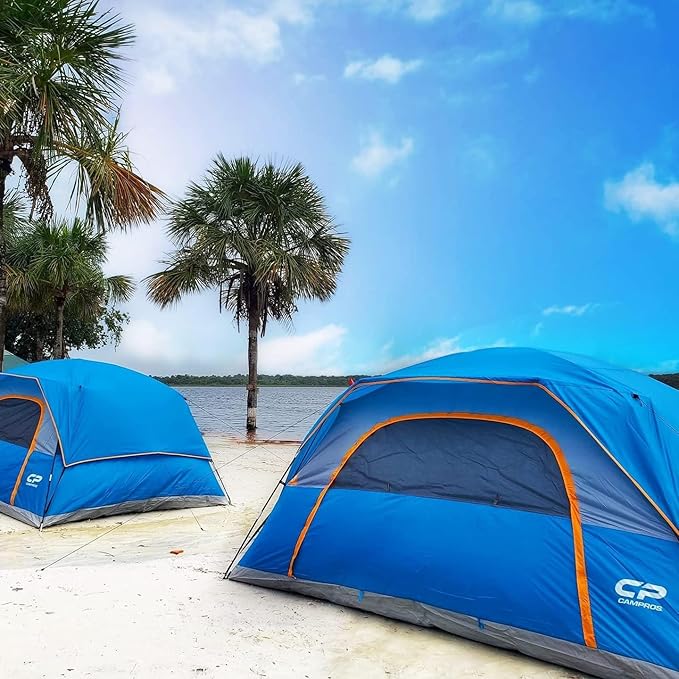 CAMPROS CP Tents for Camping 6 Person Tent Waterproof Windproof Double Layer Family Camping Tent, Easy Setup Dome Tent with Large Mesh Windows & Wider Door for Outdoor Camping & Hiking
