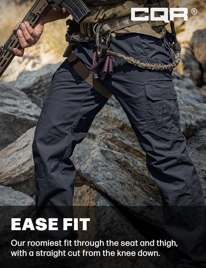 CQR Men's Tactical Pants, Water Resistant Ripstop Cargo Pants, Lightweight EDC Work Hiking Pants, Outdoor Apparel