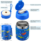 17oz Soup Thermo for Hot Food Kids,Insulated Food Jar with Spoon,Thermo Hot Food Lunch Container,Wide Mouth Leakproof Stainless Steel Lunch Box for School-Dinosaur