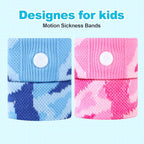 Motion Sickness Bands for Kids Cruise Travel Essentials Anti-Nausea Acupressure Wristband for Morning Car Sea Sickness Wristbands for Kids (Camo Blue/Purple)…