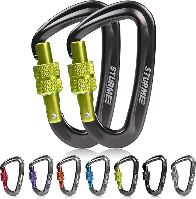 STURME Carabiner Clip 12KN Aluminium Wiregate Lightweight Heavy Duty Large Strong Durable D-Ring Hooks Spring Snap Link Keychain Clips Set for Hammock Improved Design 2022