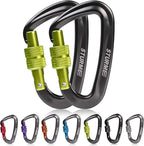 STURME Carabiner Clip 12KN Aluminium Wiregate Lightweight Heavy Duty Large Strong Durable D-Ring Hooks Spring Snap Link Keychain Clips Set for Hammock Improved Design 2022