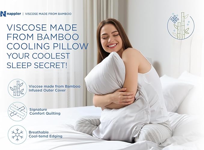 Cooling Pillow for hot Sleepers - Bed Pillows Queen Size Premium Set of 2 - Adjustable Shredded Memory Foam - Medium to Firm Pillows for Back, Stomach & Side Sleepers -Washable Cover