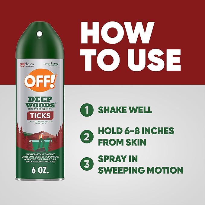 OFF! Deep Woods Insect Repellent Aerosol, Bug Spray with Long Lasting Protection from Ticks and Listed Bugs, 6 oz