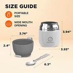 Energify Vacuum Insulated 12oz Titan Gray Thermos with Folding Spoon and Carry Case, BPA-Free, Meal Holder