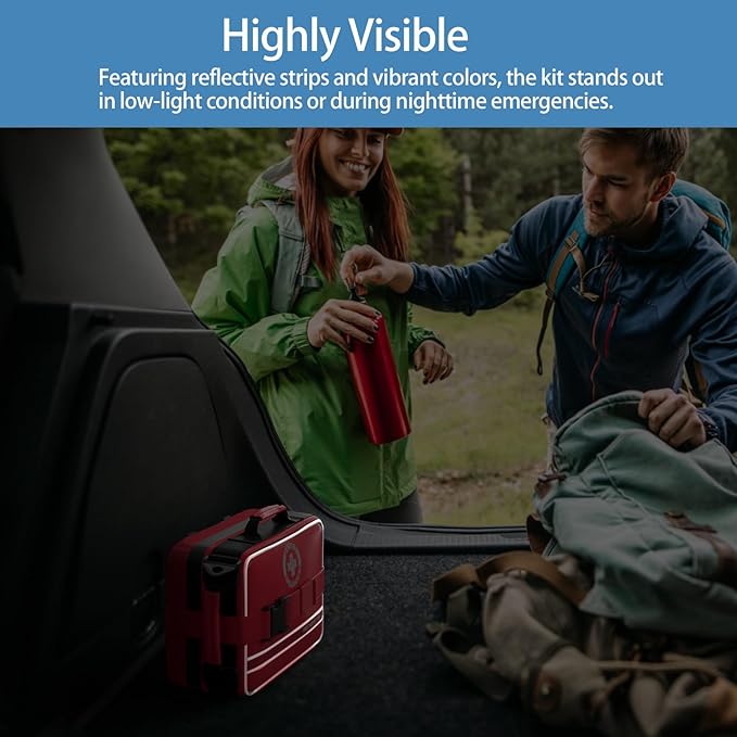 Comprehensive First Aid Kit, Premium Emergency Trauma Kits with Shoulder Strap for Car Camping Gear, Labelled Compartments Survival Kit, Home Essentials, Outdoor Emergency Medical Supplies -324 Piece