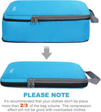 BAGAIL 4 Set/6 Set/8 Set Compression Packing Cubes Travel Accessories Expandable Packing Organizers (Cloth Pattern, 4-Blue)