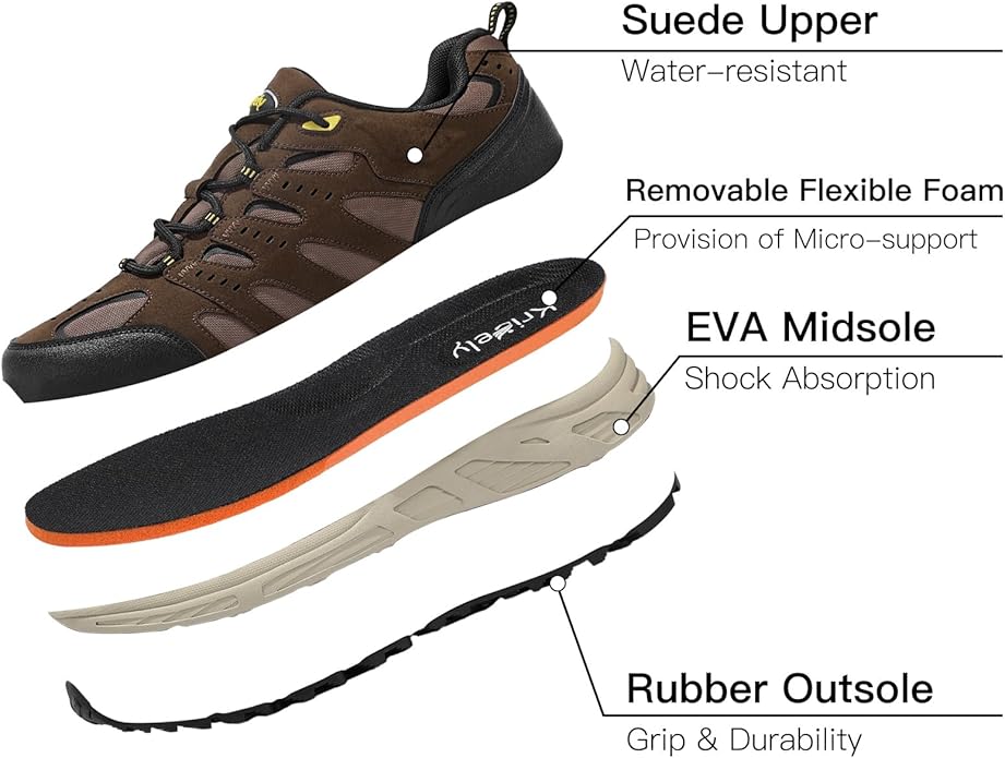 Kricely Men's Trail Running Shoes Non Slip Hiking Shoes Tennis Shoes Fashion Sneakers Workout Footwear