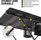 ZUNE LOTOO Portable Camping Table Folding, Small Beach Table Foldable with Drink Holder & Mesh Storage & Carry Bag Compact Camp Tent Side Table for Picnic Tailgate Travel Outdoor Fishing Backpacking