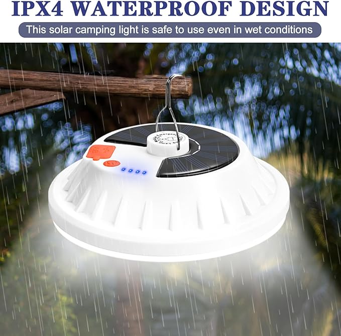 2 Pack Solar Camping Lantern with Remote 4000LM Rechargeable Hanging Light Portable LED Camping Lights IPX4 Waterproof Tent Lights Solar Lanterns for Power Outages, Emergency, Hurricane