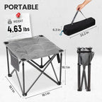 FUNDANGO Folding Camping Stool, 2 Pack 18.1 Inch Oversized Foot Rest 440 Lbs Heavy Duty Portable Padded Stools Seat Anti-Slip Foots & Carry Strap for Fishing Outdoor Lawn Travel (Grey)