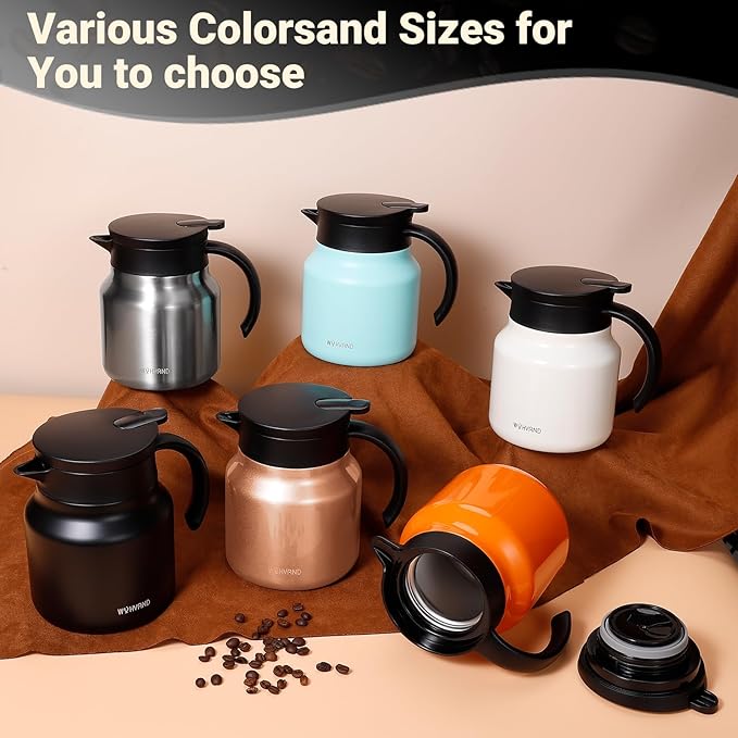 27Oz Thermal Coffee Carafes For Keeping Hot/Cold, Stainless Steel Coffee Carafe, Dustproof Insulated Water Carafe for Party/Home,Silver