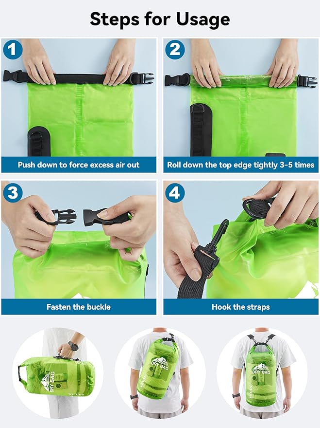 HEETA Dry Bag Waterproof for Women Men, 5L/10L/20L/30L/40L Roll Top Lightweight Dry Storage Bag Backpack with Phone Case for Travel Swimming Boating Kayaking Paddle Board Camping Beach Accessories