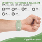 EmeTerm Explore FDA-Cleared Anti-Nausea Wristband IP67 Waterproof Morning Motion Sickness Relief Band Rechargeable Classic Strap Design Drug Free Non-drowsy Without Side Effects Mint Green