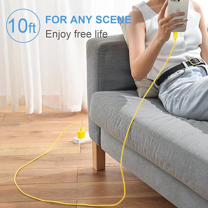 iPhone 17 16 15 Charger Fast Charging 3+3Pack 20W USB C Wall Charger with 10FT Fast Charging Cable Compatible with iPhone 17/17 Air/17 Pro/17 Pro Max/iPhone 16/15 Series, iPad Pro/AirPods -Yellow