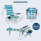 GarveeLife Backpack Beach Chair for Adults, Lightweight Portable Lay Flat Folding Beach Chair with 5 Reclining Positions, Backpack Straps, Phone Pocket, Cup Holder & Towel Bar
