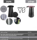 Deer's Life Portable Collapsible Stool with Cushion Pad, Retractable Folding Telescopic Camping Seat for Adults, Small Lightweight Sturdy Adjustable Stools for Travel,Kitchen,Garden,Fishing