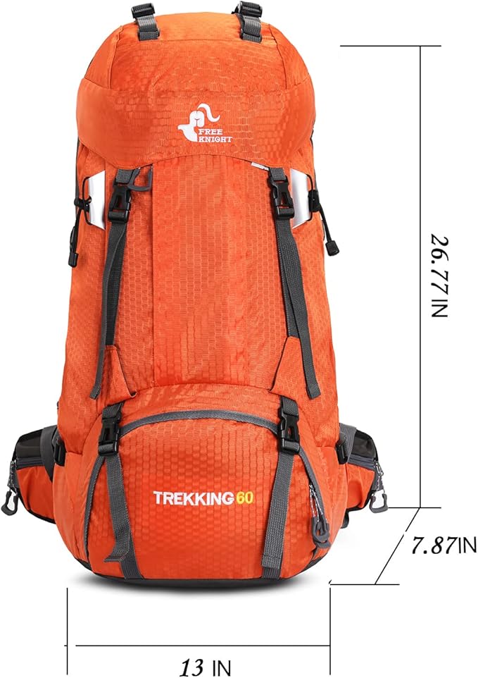 Bseash 60L Waterproof Hiking Camping Backpack with Rain Cover, Large Outdoor Sport Travel Daypack Rucksack for Climbing