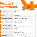 AZEN 600 Pairs Ear Plugs, NRR 32dB Soft Foam Ear Plugs for Sleeping Noise Cancelling, Earplugs for Concerts Shooting Swimming Noise Reduction,Individually Wrapped (Orange)