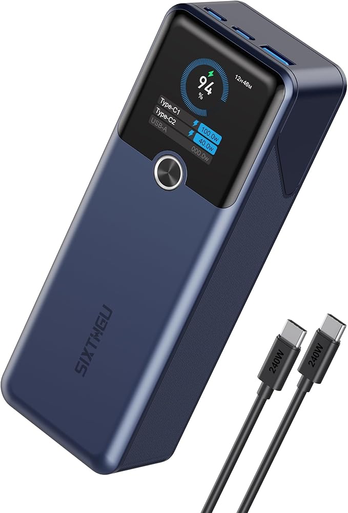 Power Bank, 20000mAh 3-Port Laptop Portable Charger with 140W Fast Charging, Smart Display, for Outdoor, Compatible with iPhone 16/15/14 Series, Samsung, MacBook, iPad, and More