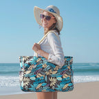 Becokan Beach Bags for Women Large Waterproof Beach Tote Bag Zipper Beach Bags Waterproof Sandproof Swim Pool Bag Large Tote