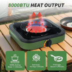 Propane Portable Camping Stove, Single Burner Propane Camp Stove, with Gas Hose, Small Camping Stove, Square Design, Army Green and Black
