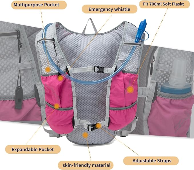 Lightweight Running Vest for Women and Men Hydration Backpack Pack with 1.5L Water Bladder Bag for Hiking Trail Running Gear Cycling Marathon