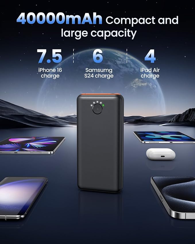 Portable Charger Power Bank 40000mah, USB C Fast Charging 22.5W External Battery Pack Phone Charger Quick Charge with 3 Outputs & 2 Inputs for iPhone Samsung Galaxy Android Travel Camping