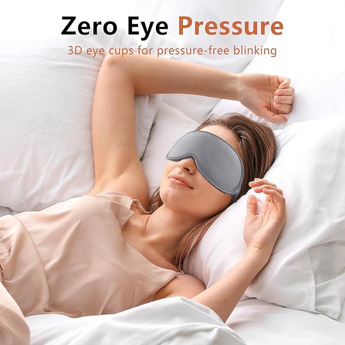 Sleep Mask for Side Sleeper Women Men, Eye Mask for Sleeping Light Blocking, 3D Contoured Cup Sleeping Mask, Soft Breathable Sleep Eye Mask with Adjustable Elastic Strap for Travel