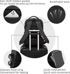 DUSLANG 17 Inch Laptop Backpack for Travel Water Resistant College Backpack for Men Women Laptop Bag with USB Charging Port black lock,Black