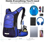 Insulated Hydration Backpack Pack with 3L BPA Free Leak Proof Water Bladder, Large Storage Lightweight Hiking Daypack with Waist Pouches & Cooler Layer, for Running, Biking, Camping, Festival