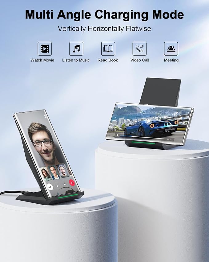 Fast Wireless Charger, [2 Pack] NANAMI Qi Certified Wireless Charging Stand Compatible iPhone 17/17 Air/17 Pro/17 Pro Max/16/15/14/13/12, Phone Charger for Galaxy S25/S24/S23/S22 and Qi-Enabled Phone