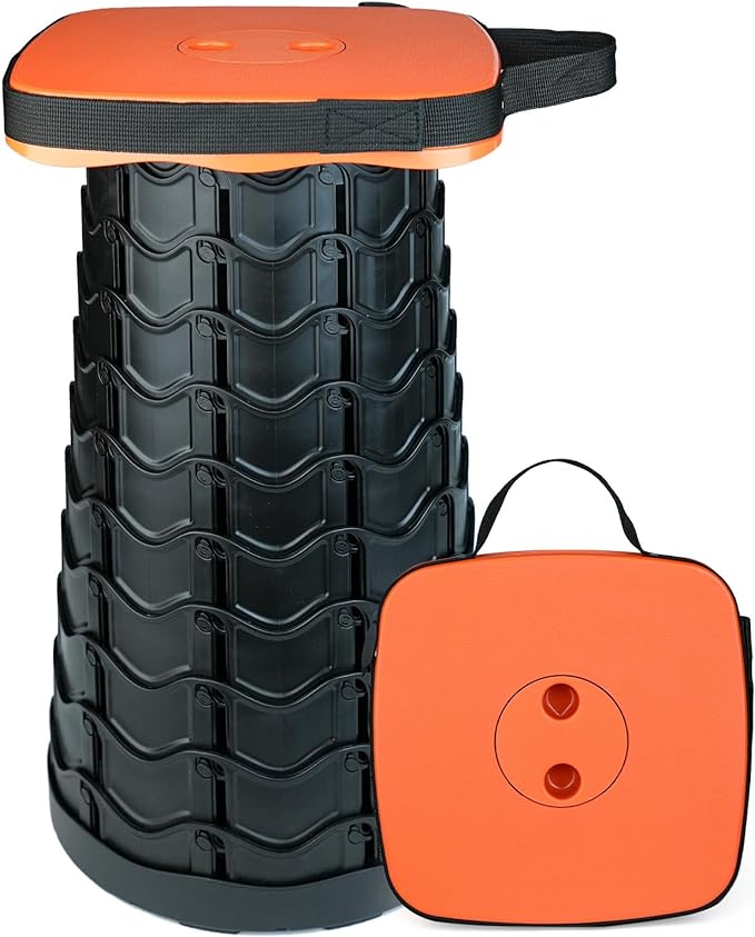 Upgraded Collapsible Stool Heavy Duty 550lbs Load Capacity Portable Folding Chair for Adults Camping Stool Sturdy Foldable Stool (Orange)