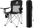 Camping Chair, Portable Folding Outdoor Chair with Arms, Cup Holder and Carry Bag
