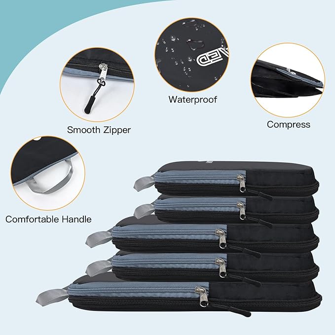 7 Set Travel Packing Organizers Compression Cubes for Suitcases Storage Bags for Compression Carry-on Easy Organizing of Travel Essentials BGTYAED